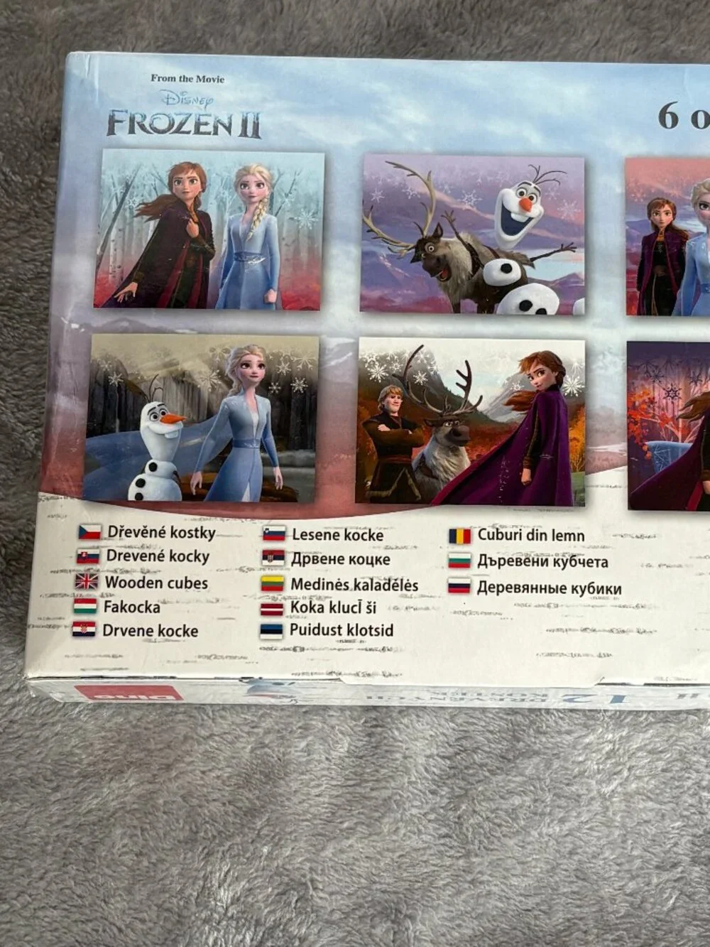 Disney Frozen 2 Wooden Cubes Blocks Puzzle Boxed Set Sealed Kids Made Czech Dino